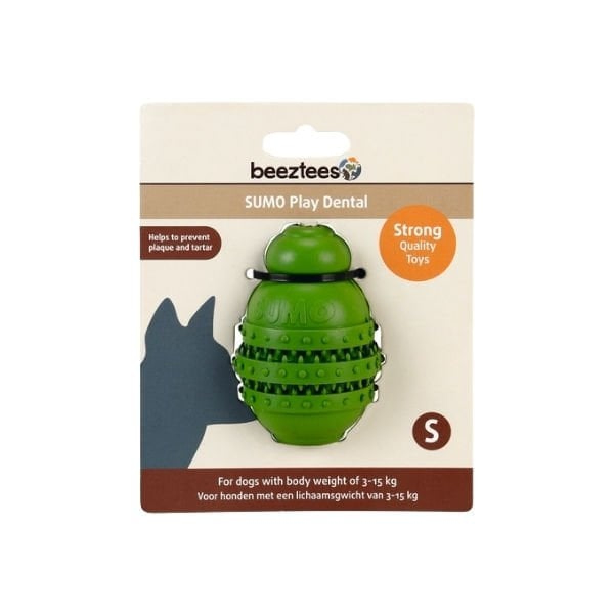 Beeztees Sumo Dental Ödül Hazneli Kauçuk Köpek Çiğneme Oyuncağı Kauçuk Köpek Oyuncağı Small Yeşil 8 Cm