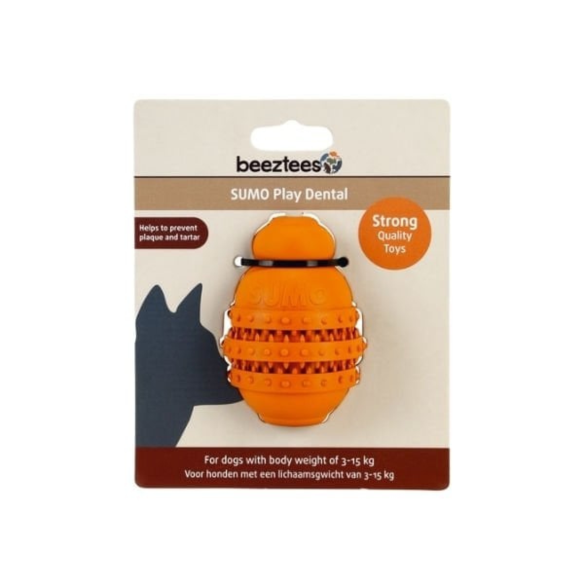 Beeztees Sumo Dental Ödül Hazneli Kauçuk Köpek Çiğneme Oyuncağı Large Turuncu 15 Cm