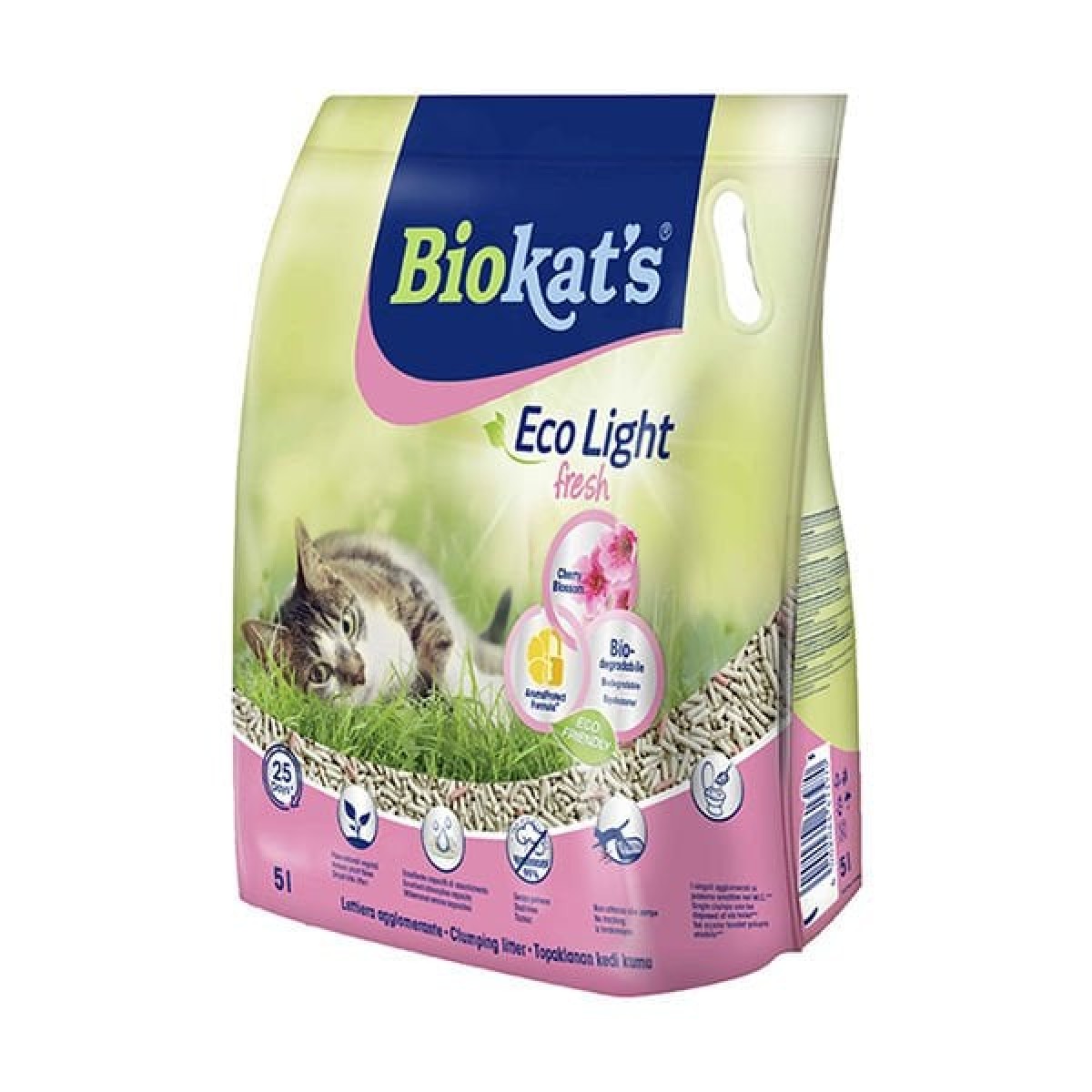 Biokats Eco Light Fresh Cherry Blossom Kiraz Çiceği Kokulu Pelet Kedi Kumu 5 Lt