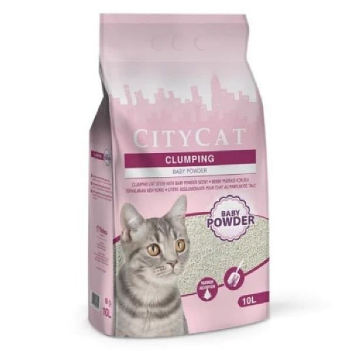 City Cat Clumping Bebek Pudrası Kokulu Topaklanan Kedi Kumu 10 Lt
