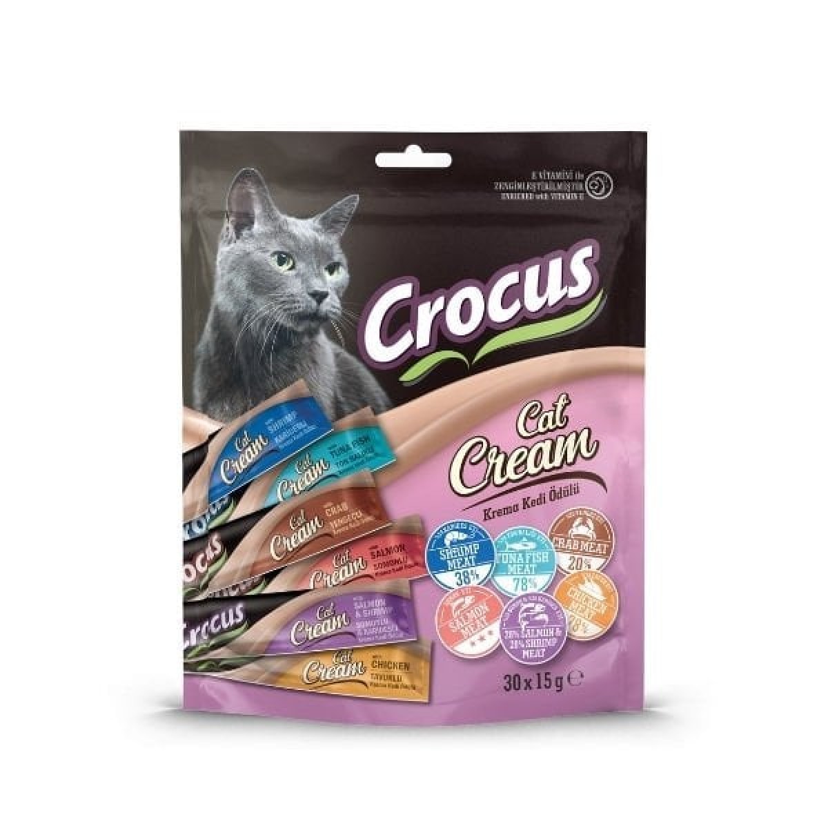 Crocus Multipack Karışık Lezzet Sıvı Kedi Ödül Maması 15 Gr 30 Adet