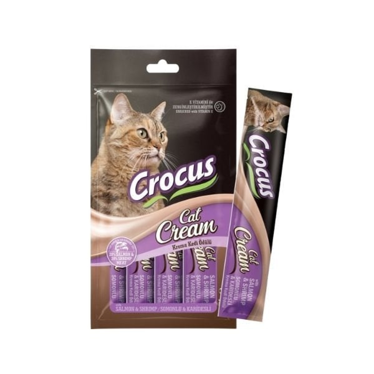 Crocus Somonlu ve Karidesli Sıvı Kedi Ödül Maması 15 Gr 4 Adet