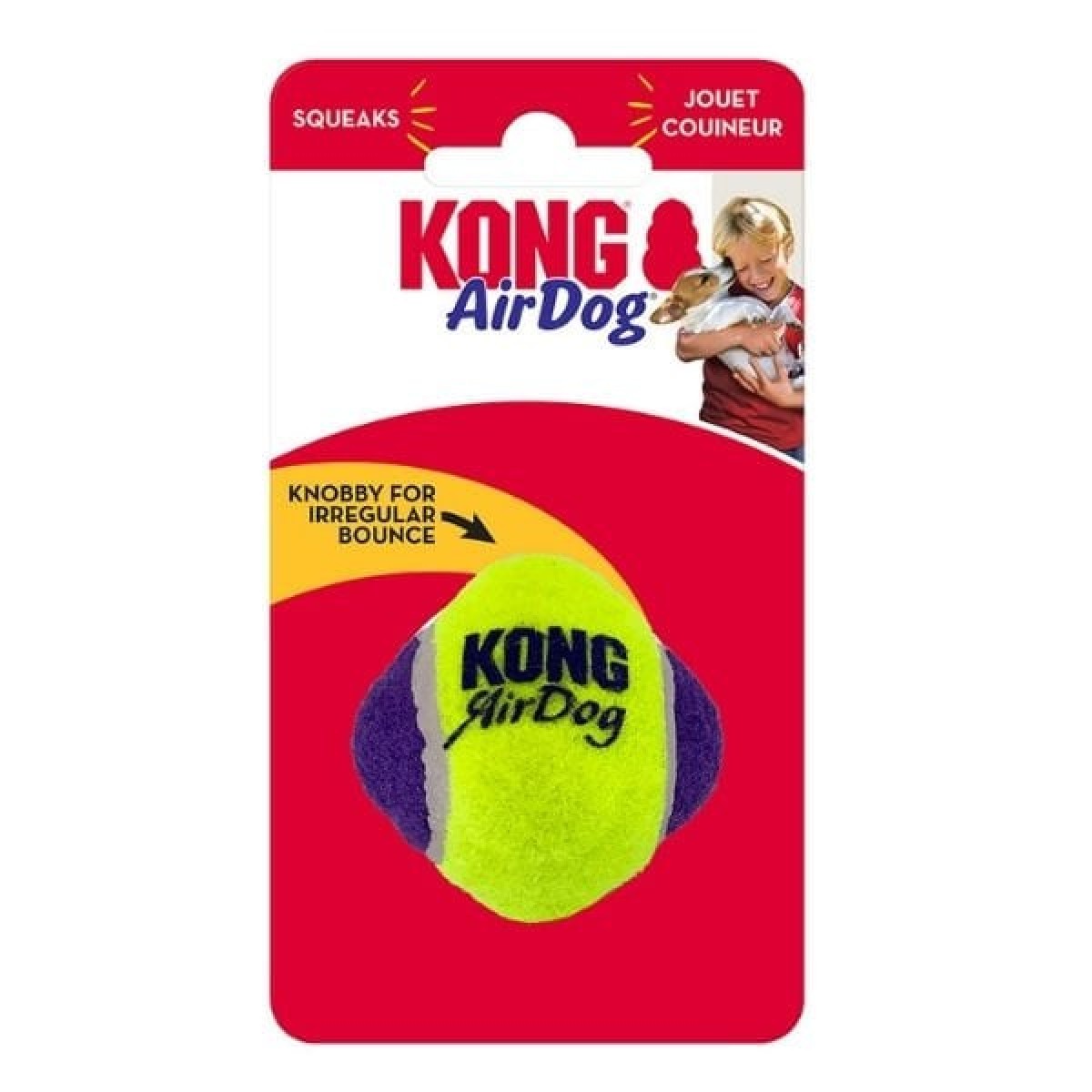 Kong AirDog Yumru Top Şeklinde Sesli Köpek Oyuncağı 5 Cm Mor/Yeşil