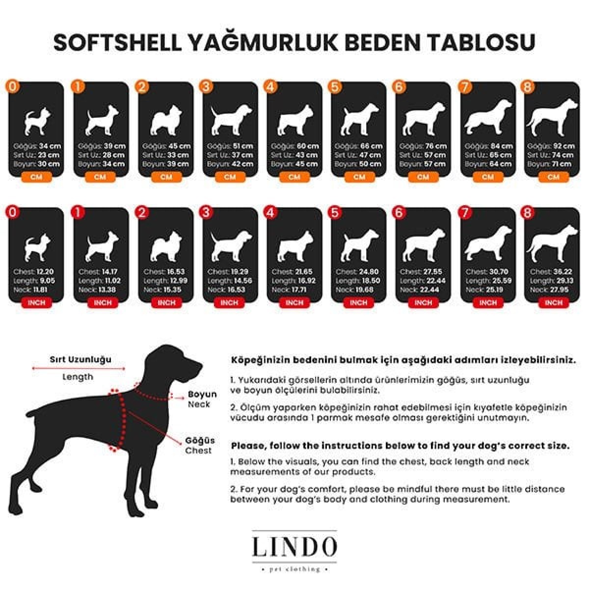 Lindo Dogs Softshell Red Stripe Köpek Yağmurluğu Kırmızı Beden 4