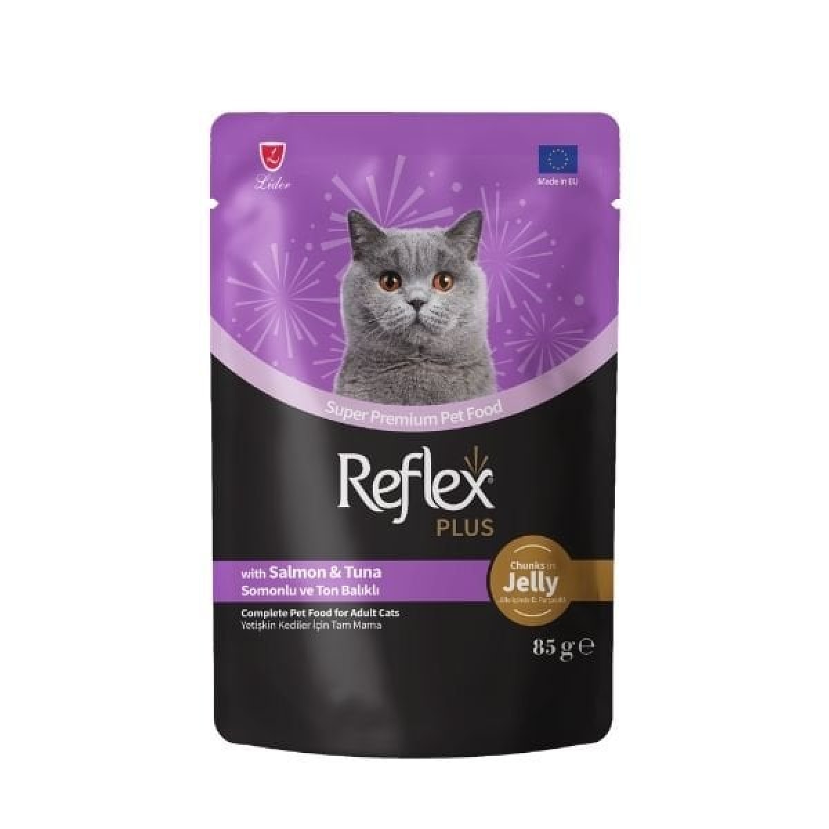 Reflex Plus Jöle İçinde Somonlu ve Ton Balıklı Pouch Yetişkin Konserve Kedi Maması 85 Gr