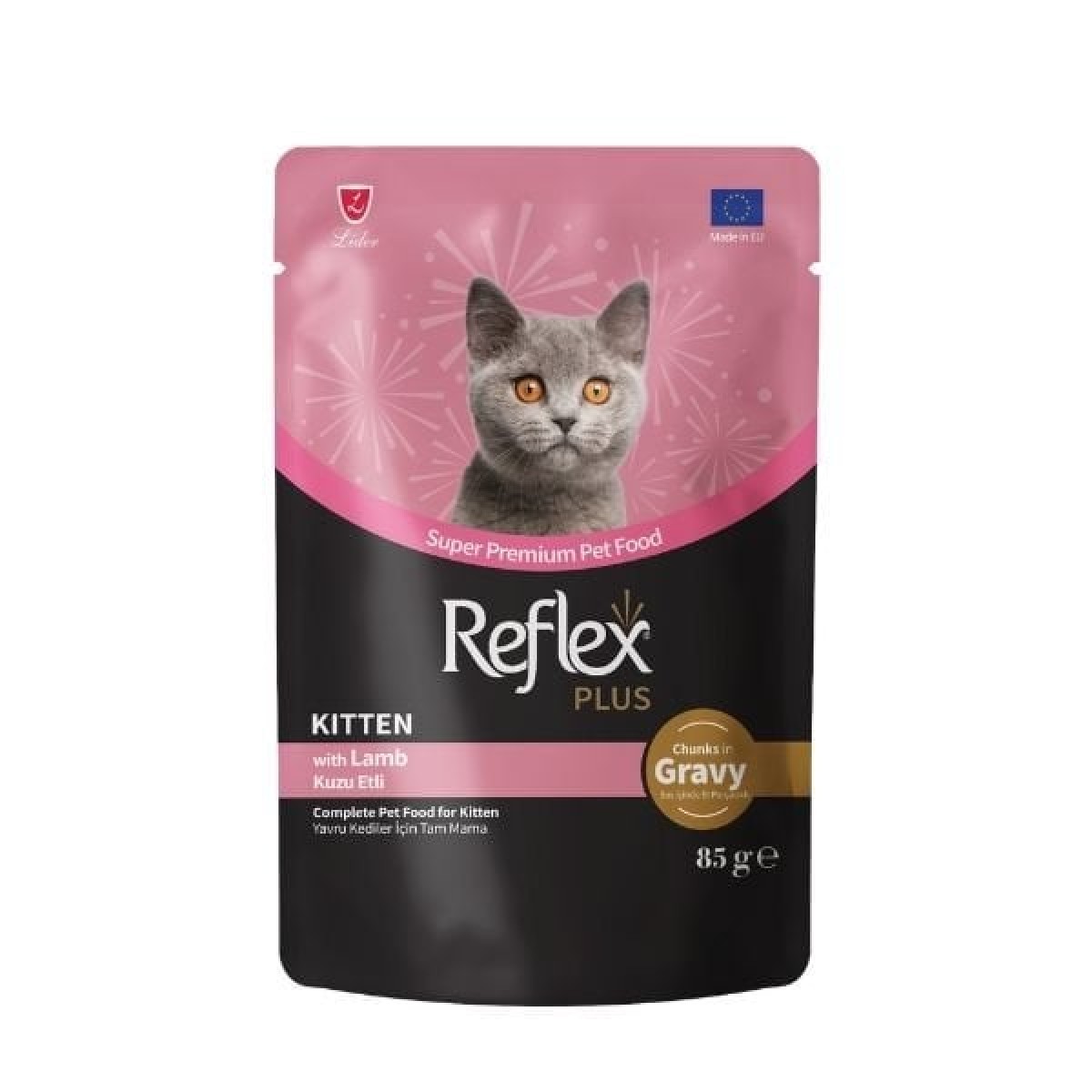 Reflex Plus Sos İçinde Kuzu Etli Pouch Yavru Konserve Kedi Maması 85 Gr