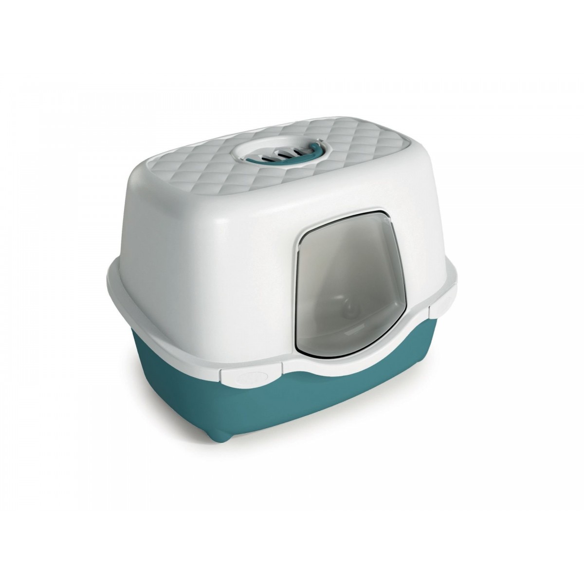 Stefanplast Tres Chic Karbon Filtreli Kapalı Kedi Tuvaleti Beyaz/Yeşil 56x39x39 Cm