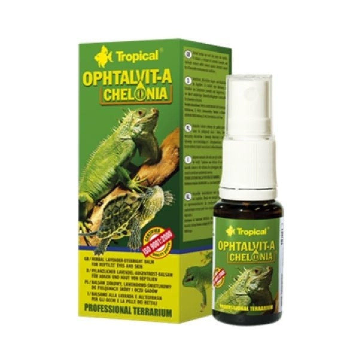 Tropical Ophtalvit-A Chelonia Sürüngenler için Göz ve Deri Bakım Spreyi 15 Ml